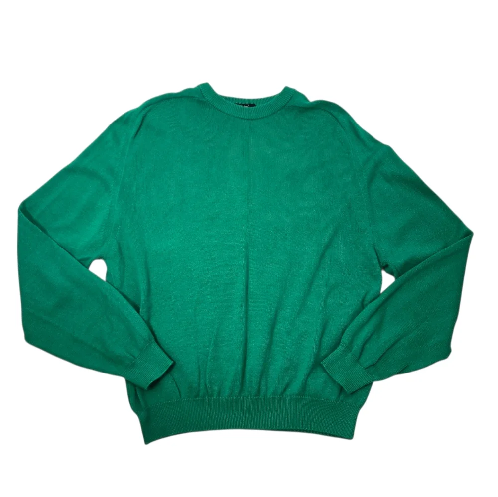 St Michael Mens Green Cotton Crewneck Oversized Sweater